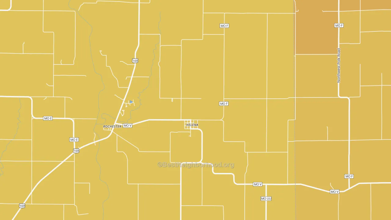 Map of the best neighborhoods in the Helena area, with better matches in green and worse matches in red
