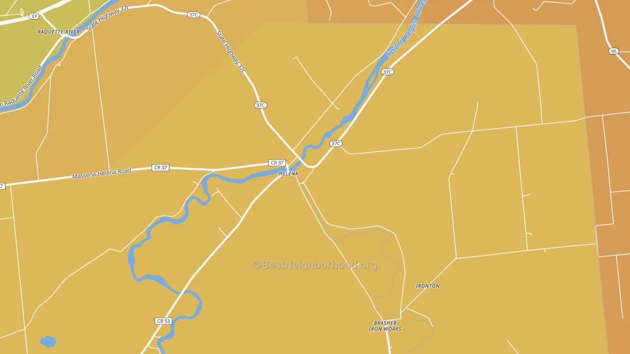 Map of the best neighborhoods in the Helena area, with better matches in green and worse matches in red