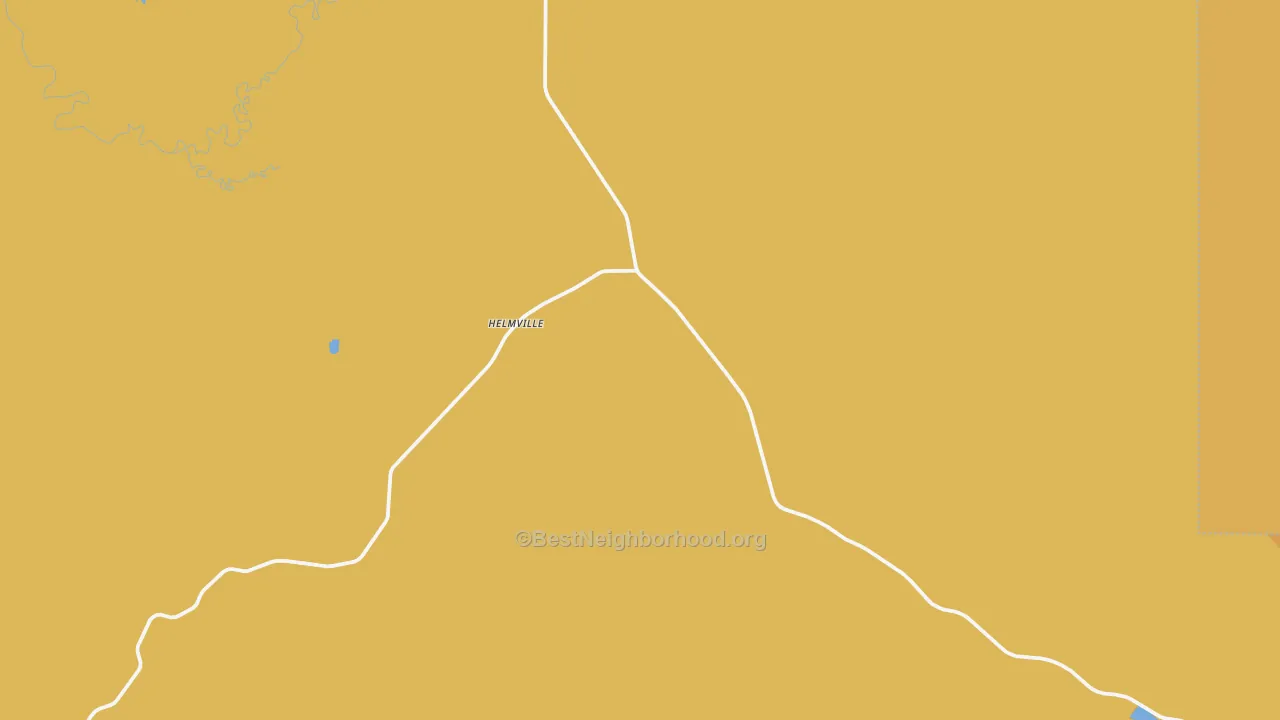 Map of the best neighborhoods in the Helmville area, with better matches in green and worse matches in red