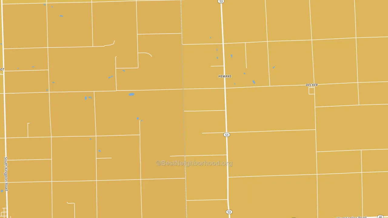 Map of the best neighborhoods in the Hemans area, with better matches in green and worse matches in red
