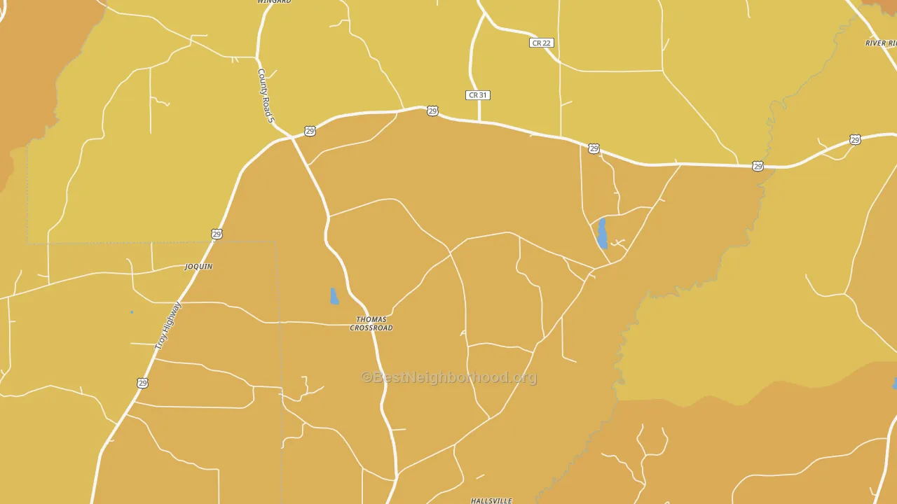 Map of the best neighborhoods in the Henderson area, with better matches in green and worse matches in red
