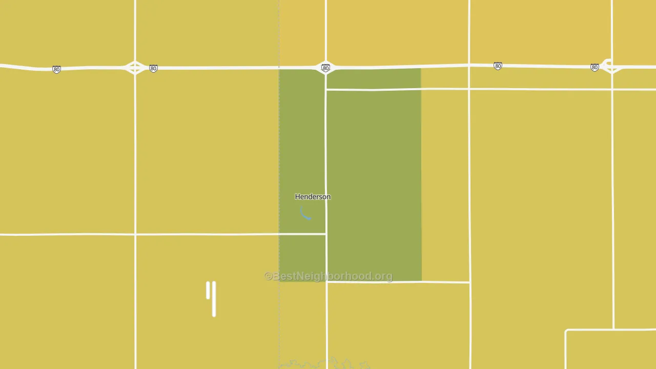 Map of the best neighborhoods in the Henderson area, with better matches in green and worse matches in red