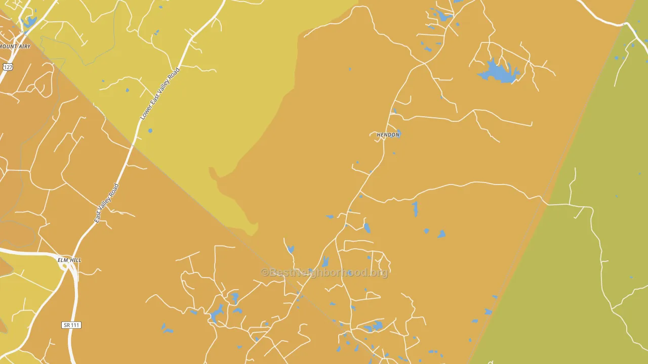 Map of the best neighborhoods in the Hendon area, with better matches in green and worse matches in red