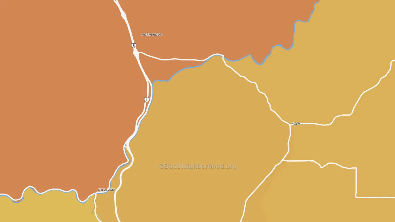 Map of the best neighborhoods in the Henley area, with better matches in green and worse matches in red