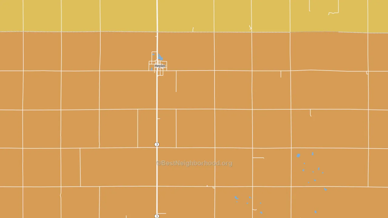 Map of the best neighborhoods in the Hepler area, with better matches in green and worse matches in red