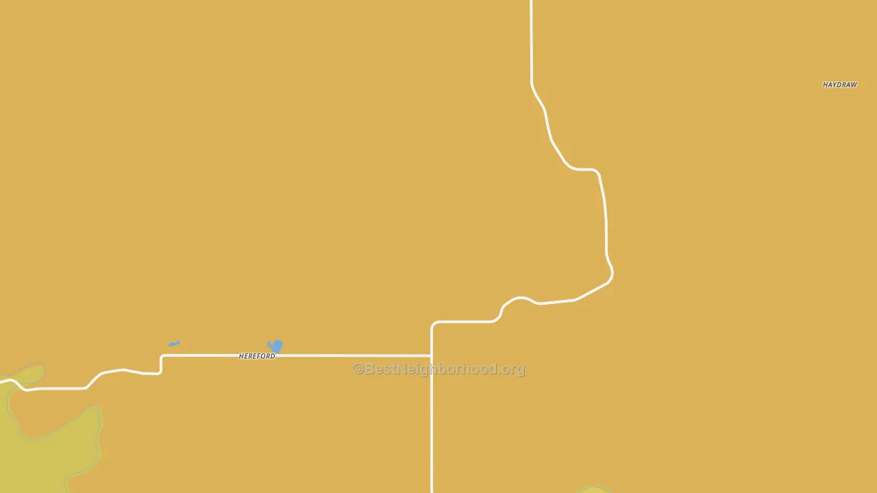 Map of the best neighborhoods in the Hereford area, with better matches in green and worse matches in red