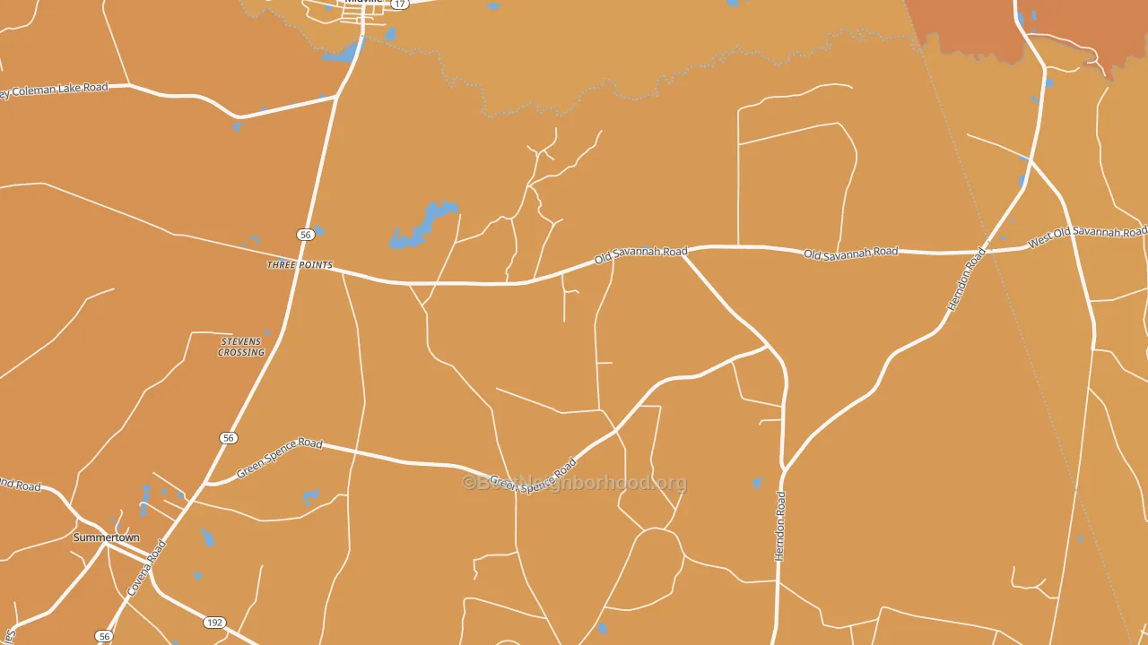 Map of the best neighborhoods in the Herndon area, with better matches in green and worse matches in red