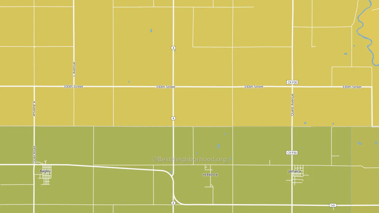 Map of the best neighborhoods in the Herndon area, with better matches in green and worse matches in red