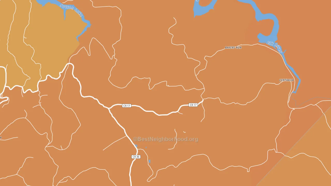 Map of the best neighborhoods in the Herold area, with better matches in green and worse matches in red