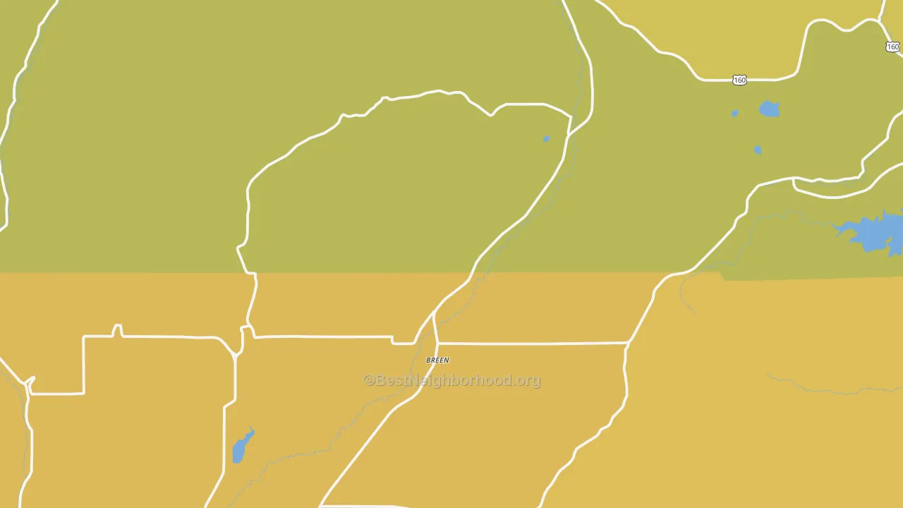 Map of the best neighborhoods in the Hesperus area, with better matches in green and worse matches in red