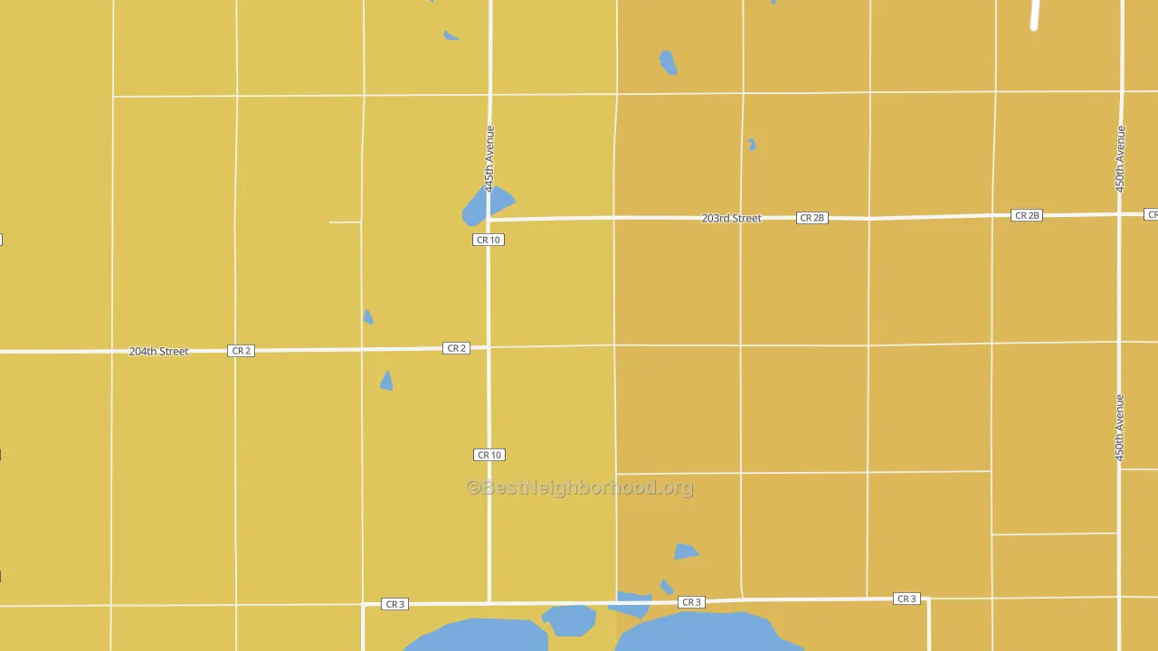 Map of the best neighborhoods in the Hetland area, with better matches in green and worse matches in red