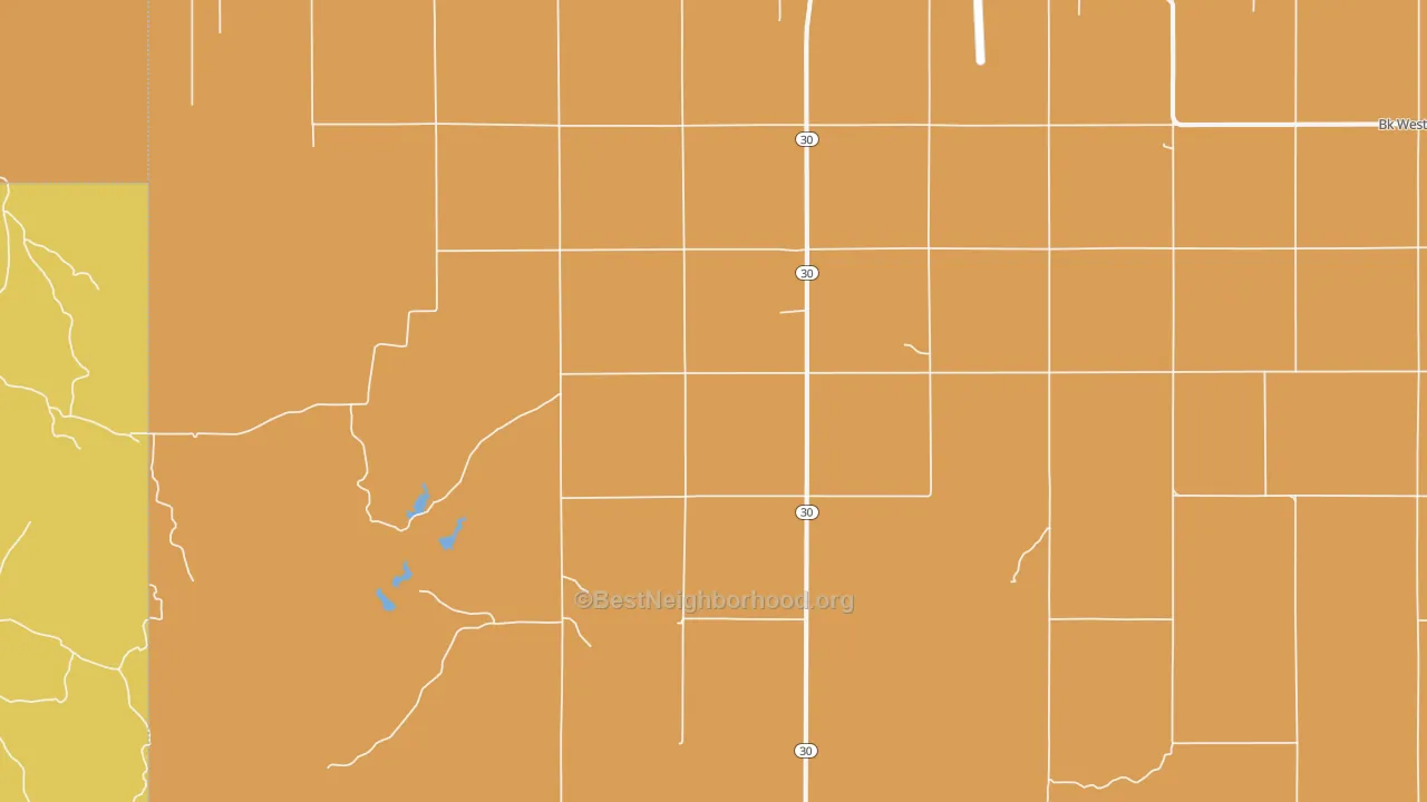 Map of the best neighborhoods in the Hext area, with better matches in green and worse matches in red