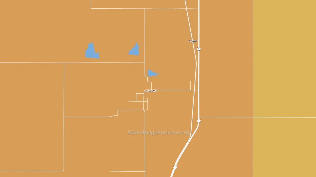 Map of the best neighborhoods in the Hickory area, with better matches in green and worse matches in red