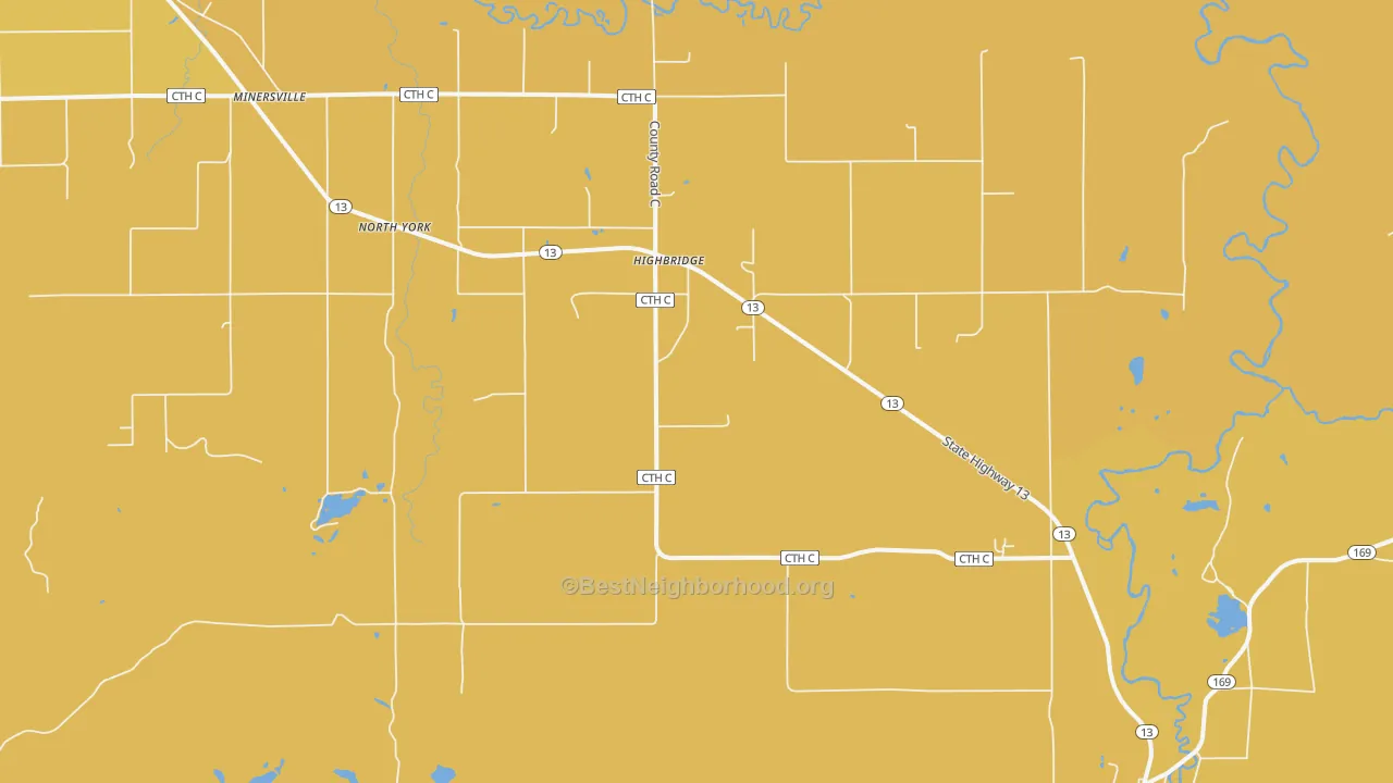 Map of the best neighborhoods in the High Bridge area, with better matches in green and worse matches in red