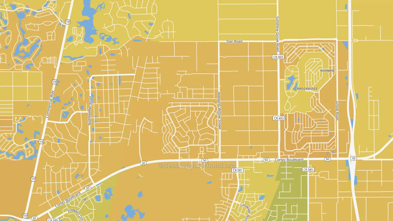 Map of the best neighborhoods in the High Point area, with better matches in green and worse matches in red