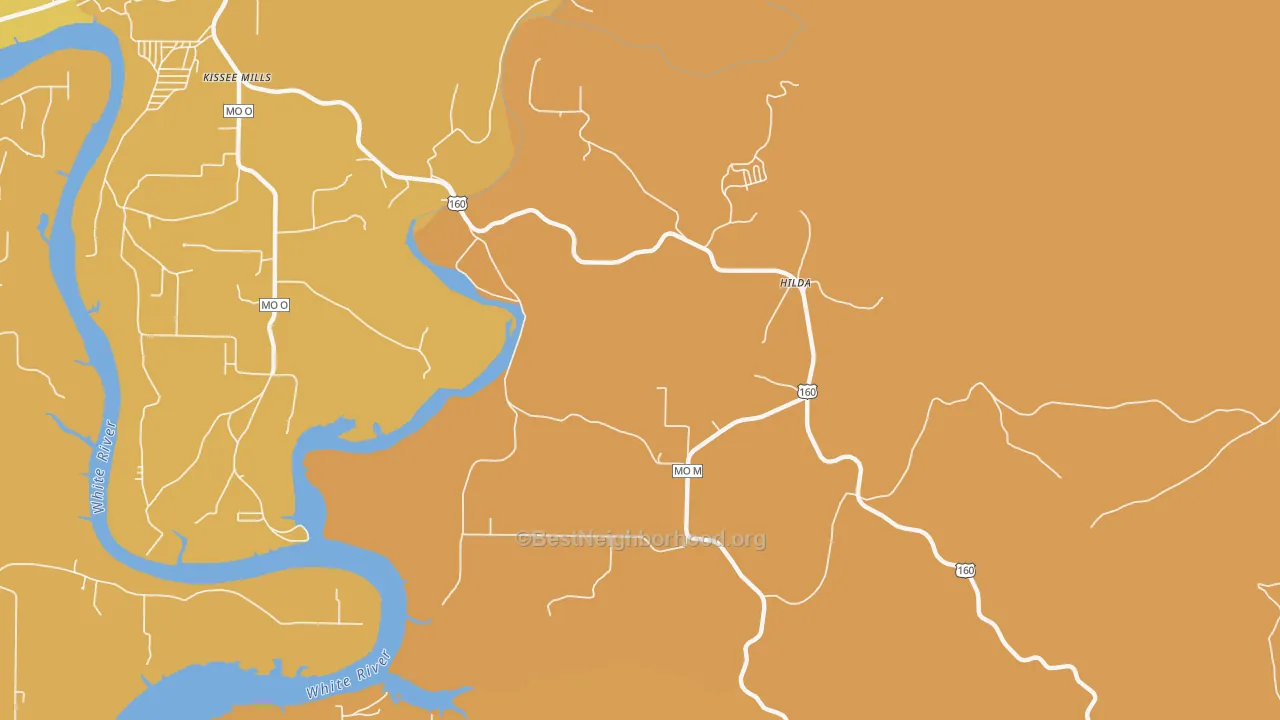 Map of the best neighborhoods in the Hilda area, with better matches in green and worse matches in red