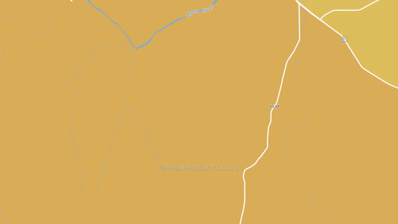 Map of the best neighborhoods in the Hilda area, with better matches in green and worse matches in red