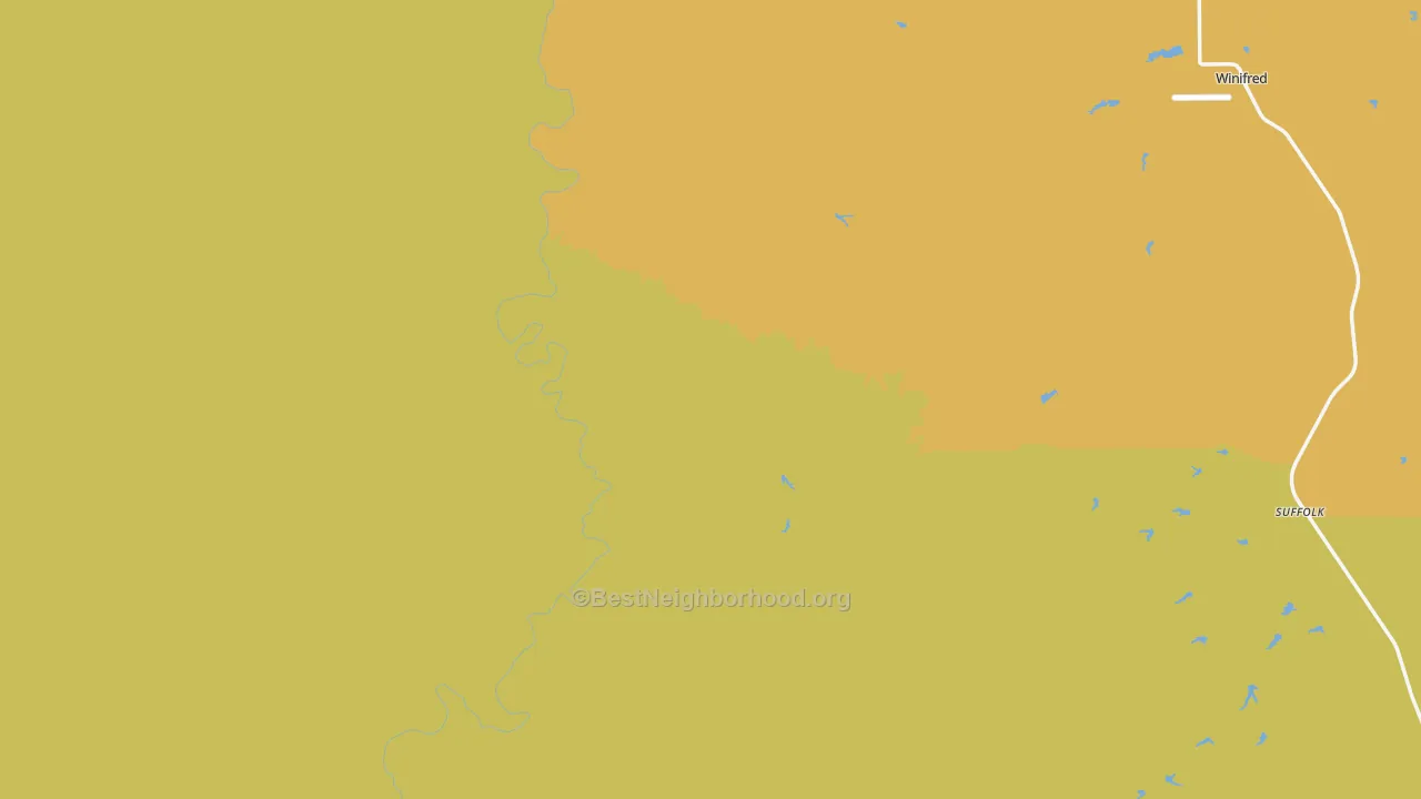 Map of the best neighborhoods in the Hilger area, with better matches in green and worse matches in red