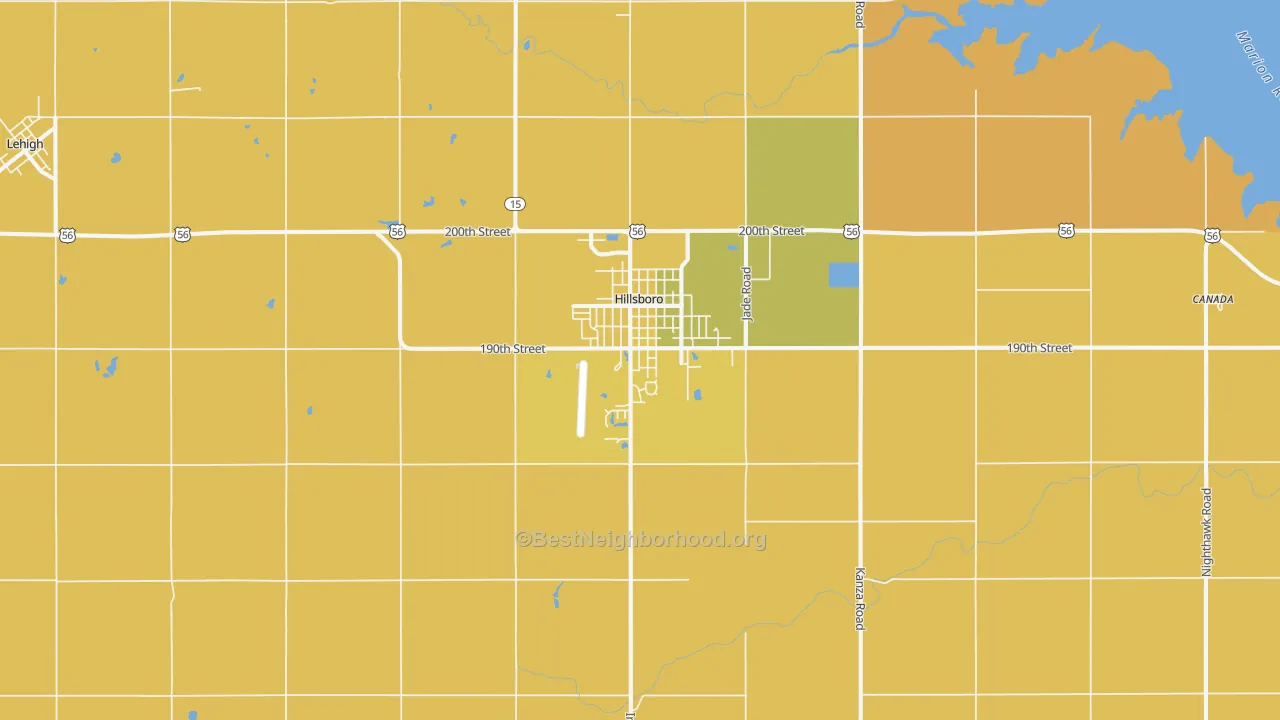 Map of the best neighborhoods in the Hillsboro area, with better matches in green and worse matches in red