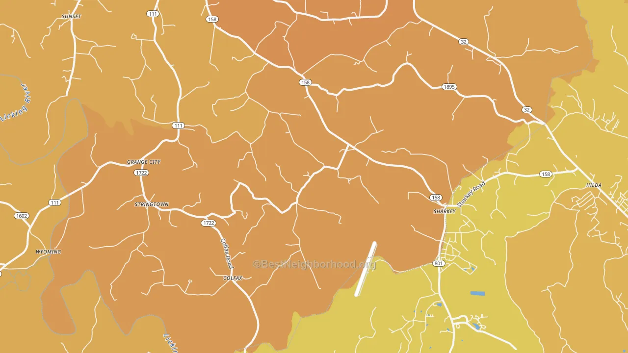 Map of the best neighborhoods in the Hillsboro area, with better matches in green and worse matches in red