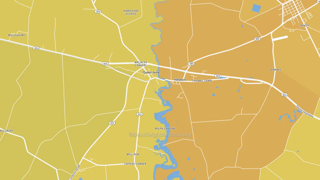 Map of the best neighborhoods in the Hillsboro area, with better matches in green and worse matches in red