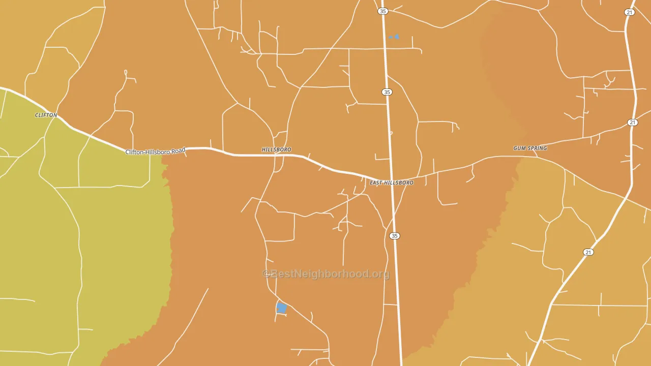Map of the best neighborhoods in the Hillsboro area, with better matches in green and worse matches in red