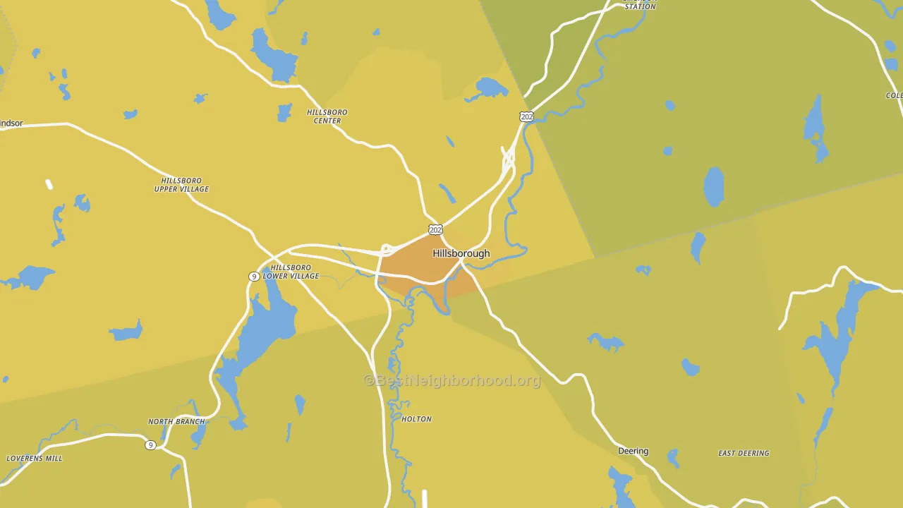 Map of the best neighborhoods in the Hillsboro area, with better matches in green and worse matches in red