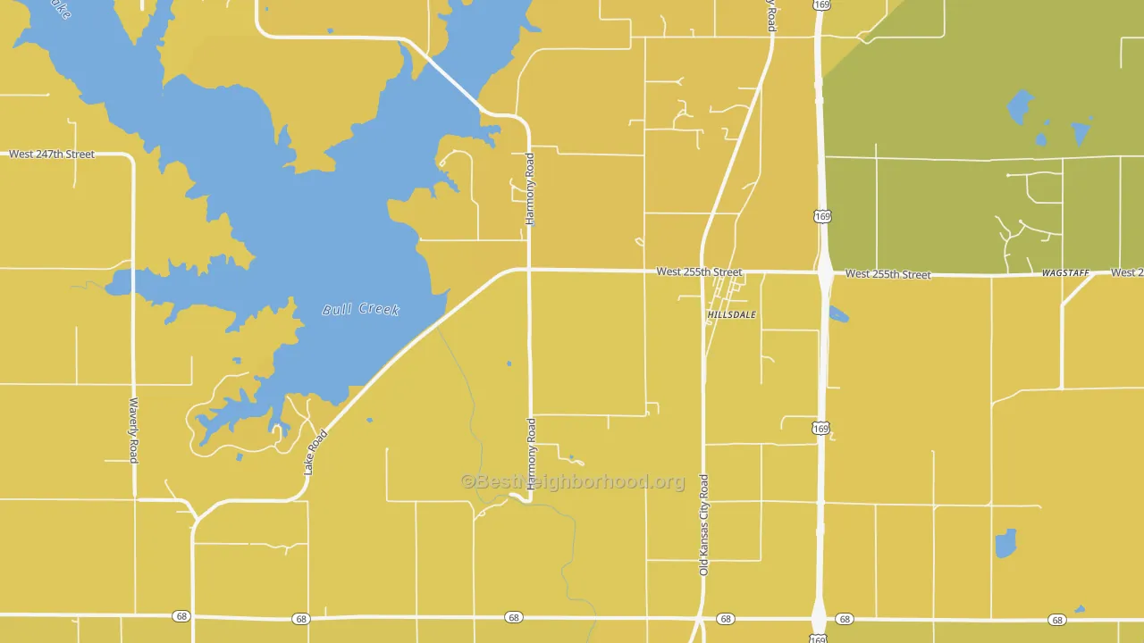 Map of the best neighborhoods in the Hillsdale area, with better matches in green and worse matches in red