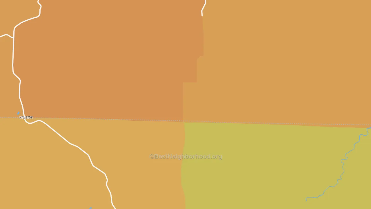 Map of the best neighborhoods in the Hillside area, with better matches in green and worse matches in red