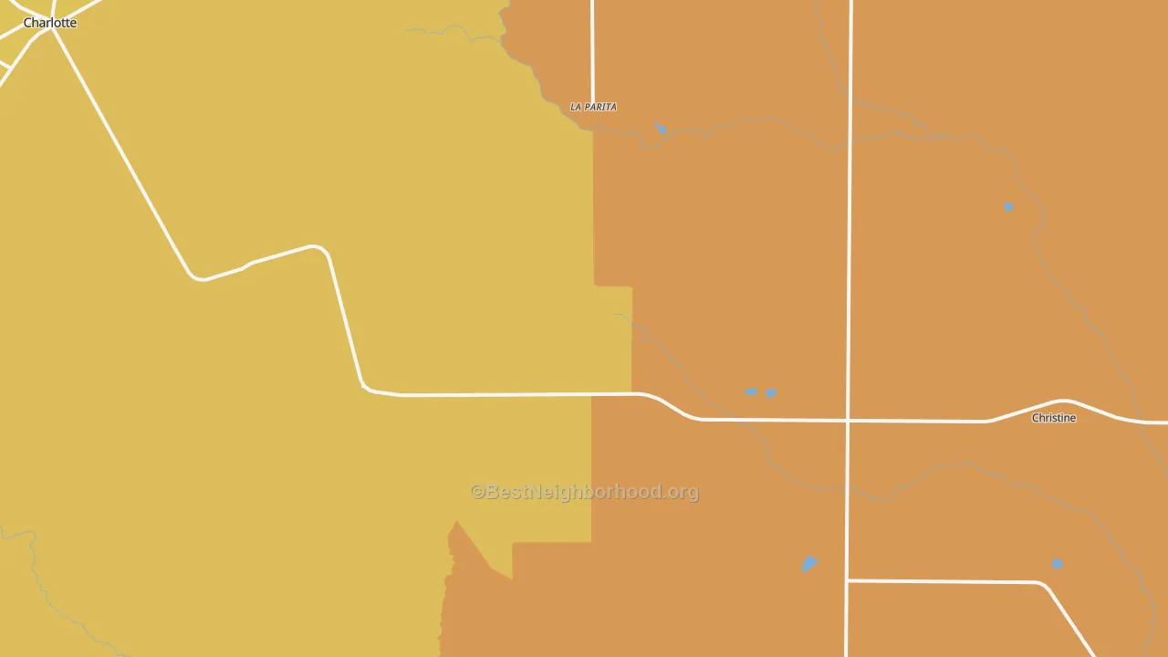Map of the best neighborhoods in the Hindes area, with better matches in green and worse matches in red