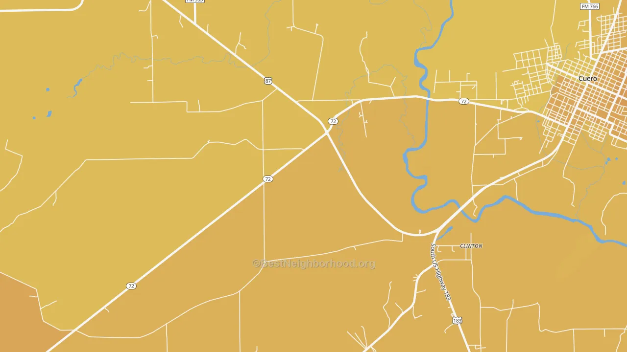 Map of the best neighborhoods in the Hochheim area, with better matches in green and worse matches in red