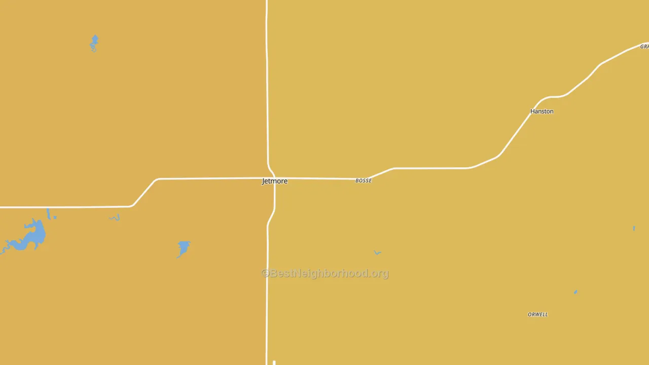 Map of the best neighborhoods in the Hodgeman County area, with better matches in green and worse matches in red