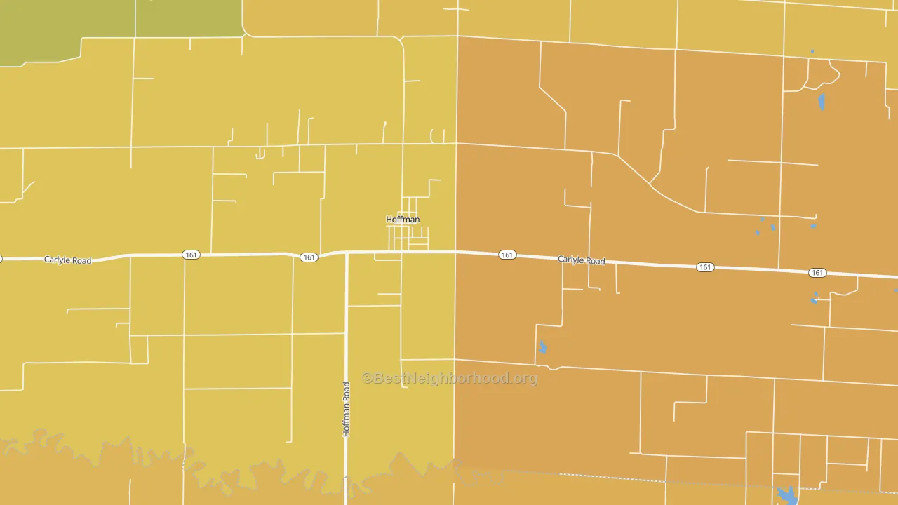 Map of the best neighborhoods in the Hoffman area, with better matches in green and worse matches in red