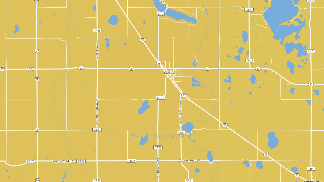 Map of the best neighborhoods in the Hoffman area, with better matches in green and worse matches in red