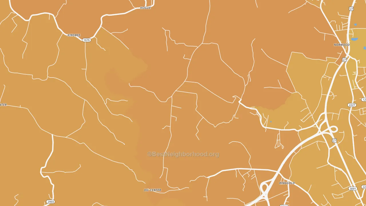 Map of the best neighborhoods in the Hogue area, with better matches in green and worse matches in red