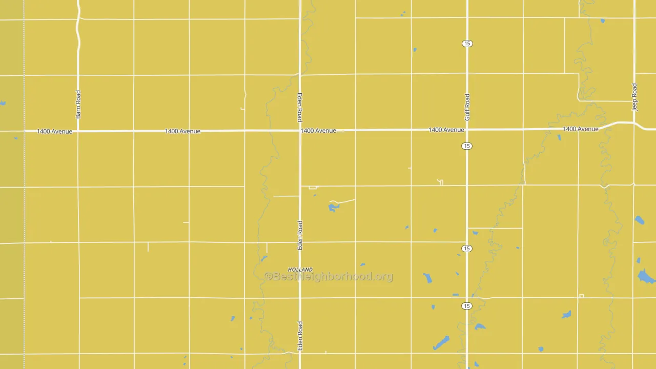 Map of the best neighborhoods in the Holland area, with better matches in green and worse matches in red