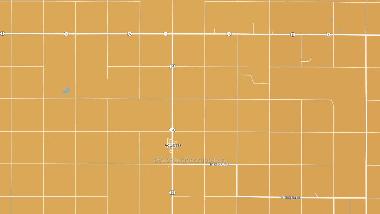 Map of the best neighborhoods in the Hollister area, with better matches in green and worse matches in red