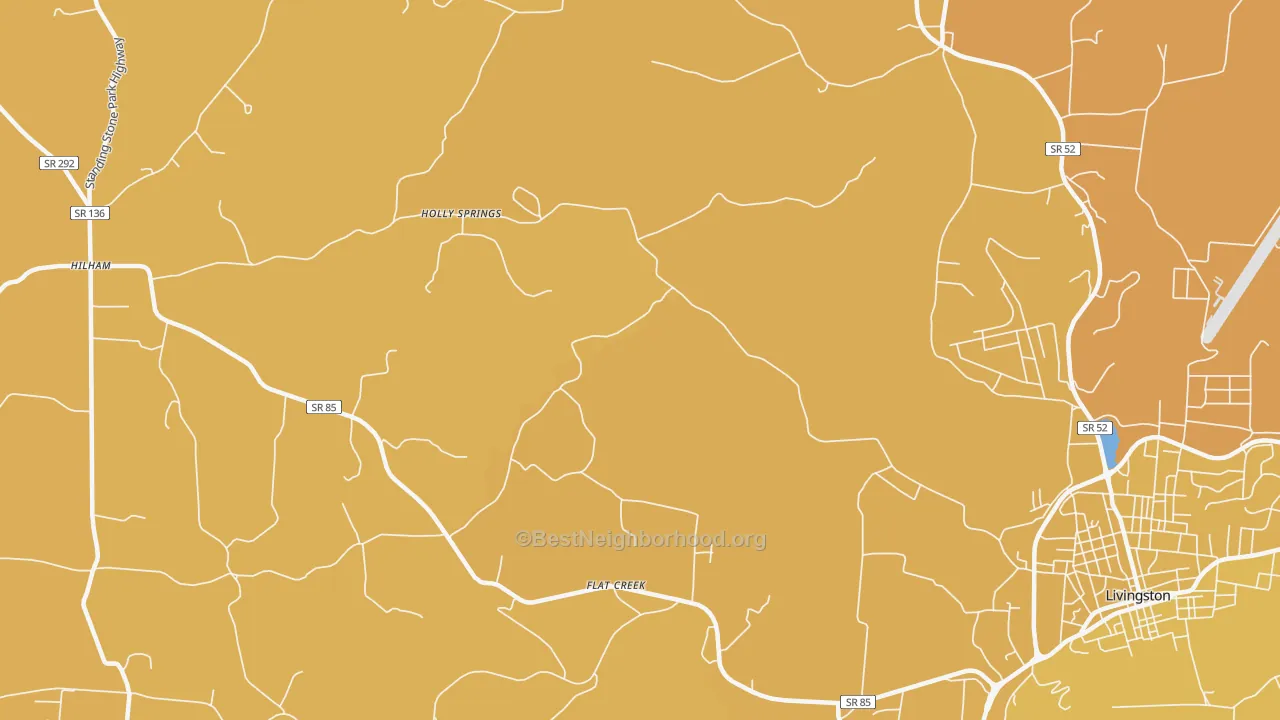 Map of the best neighborhoods in the Holly Springs area, with better matches in green and worse matches in red