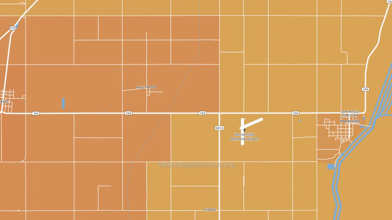Map of the best neighborhoods in the Hollywood area, with better matches in green and worse matches in red