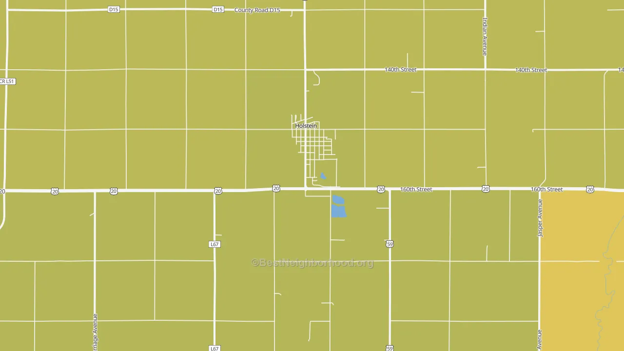 Map of the best neighborhoods in the Holstein area, with better matches in green and worse matches in red
