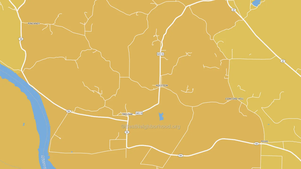 Map of the best neighborhoods in the Holstein area, with better matches in green and worse matches in red