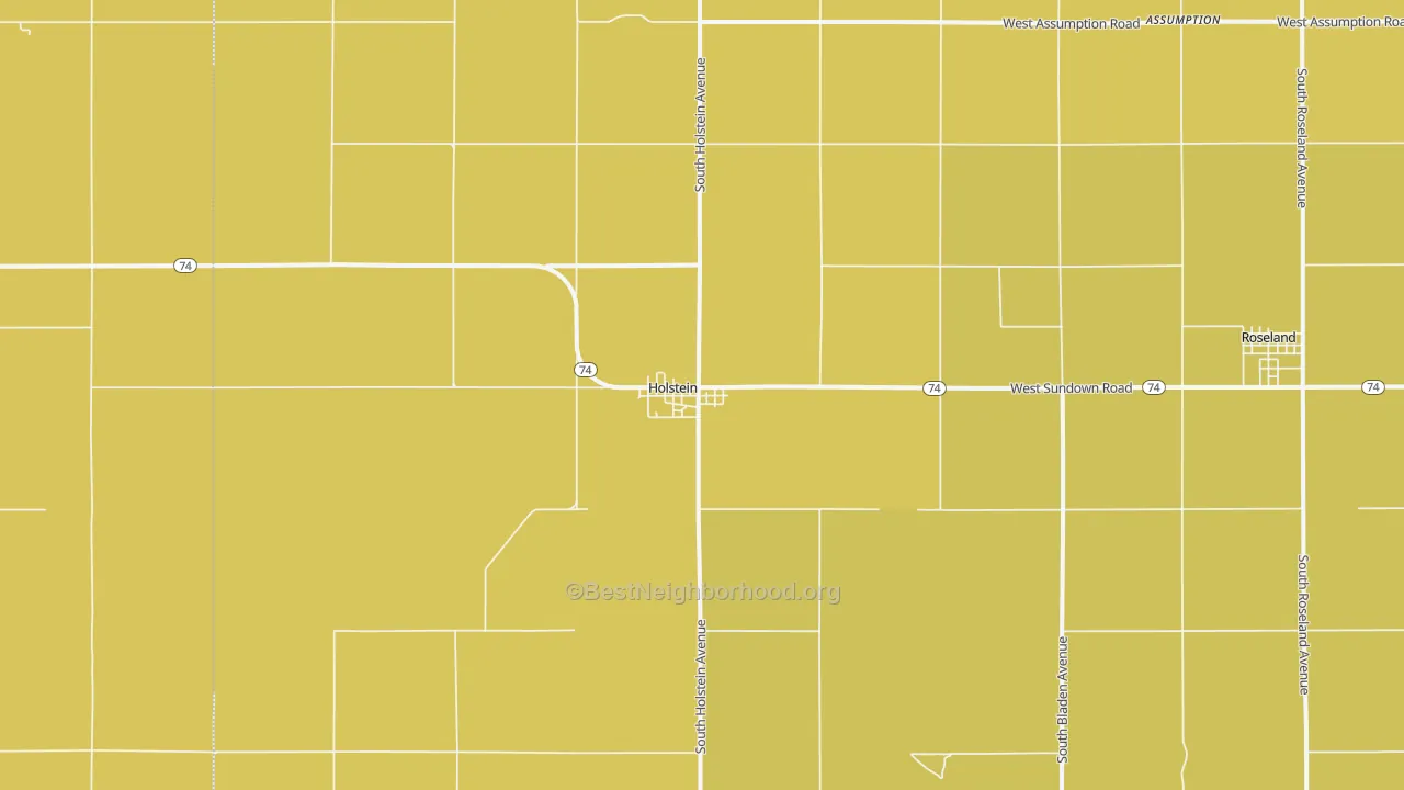 Map of the best neighborhoods in the Holstein area, with better matches in green and worse matches in red