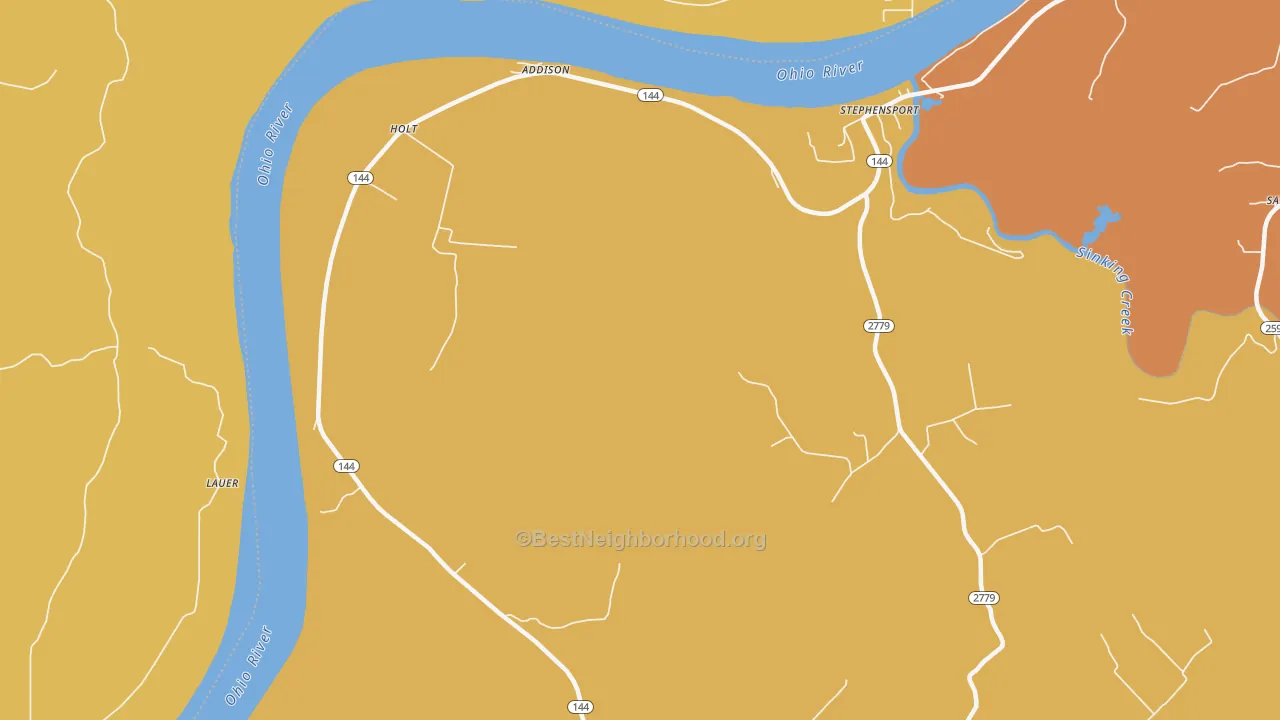 Map of the best neighborhoods in the Holt area, with better matches in green and worse matches in red