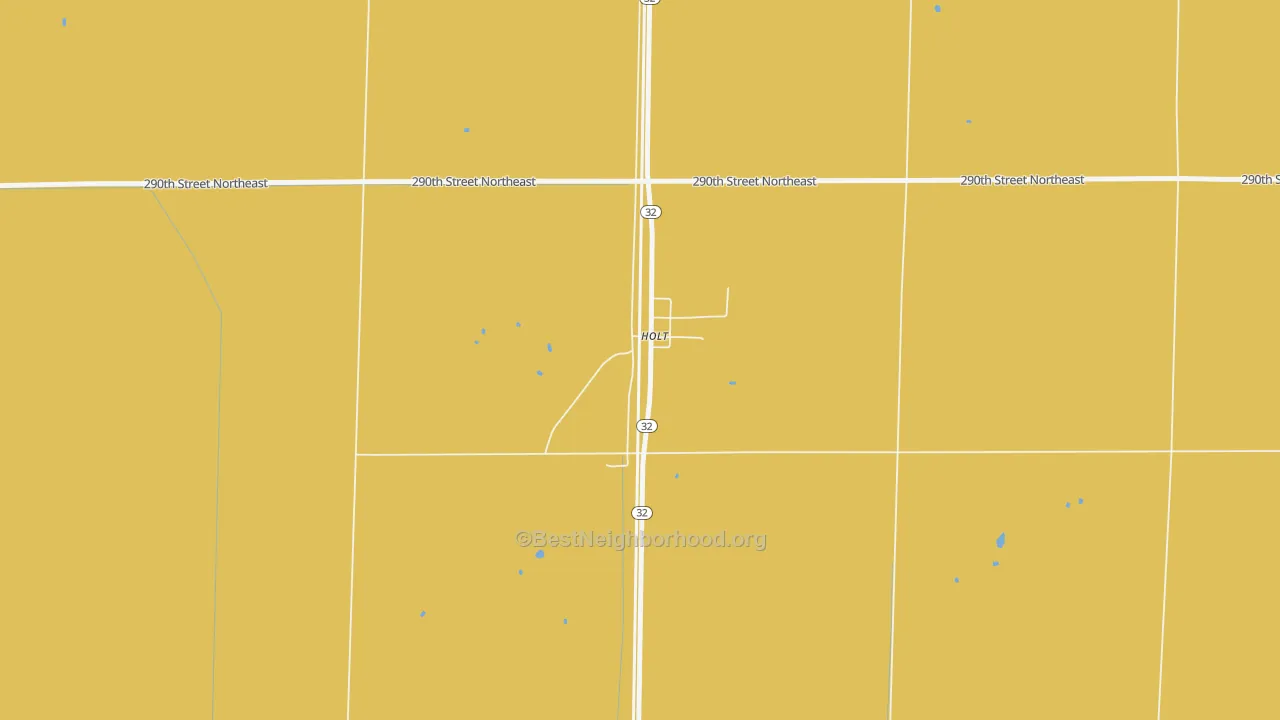 Map of the best neighborhoods in the Holt area, with better matches in green and worse matches in red