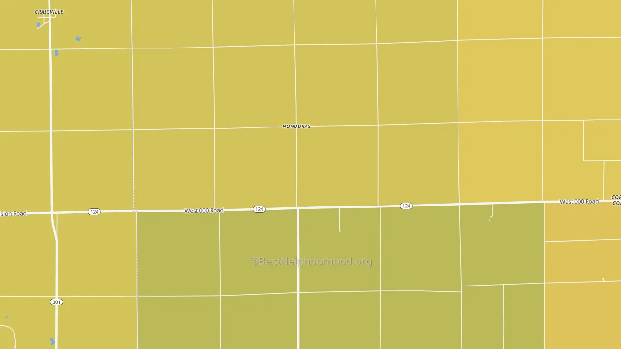 Map of the best neighborhoods in the Honduras area, with better matches in green and worse matches in red