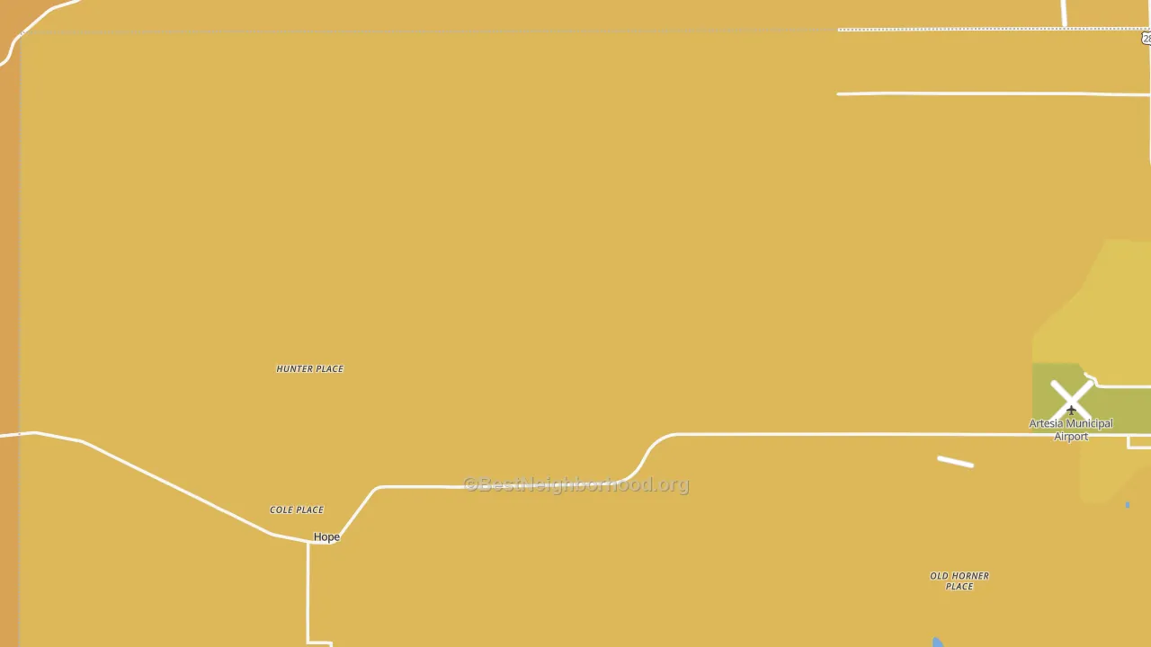 Map of the best neighborhoods in the Hope area, with better matches in green and worse matches in red