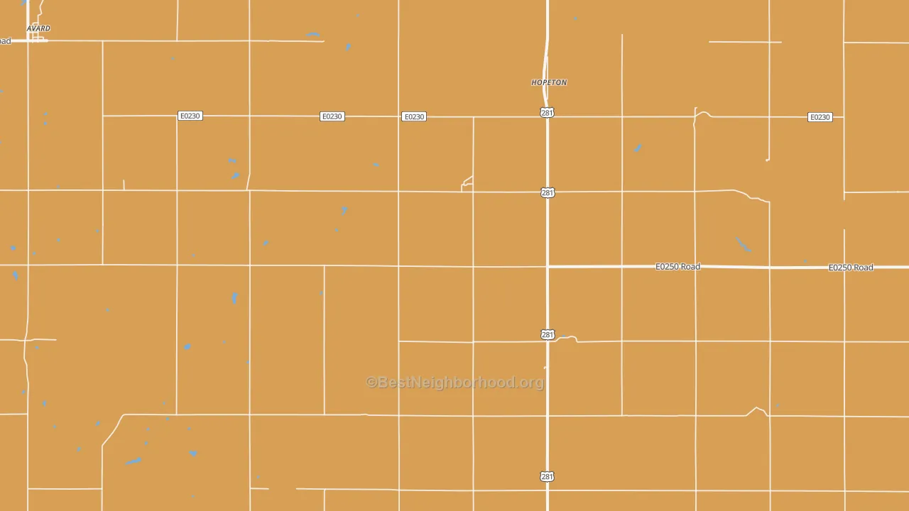Map of the best neighborhoods in the Hopeton area, with better matches in green and worse matches in red