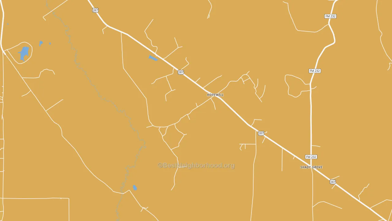 Map of the best neighborhoods in the Hopewell area, with better matches in green and worse matches in red