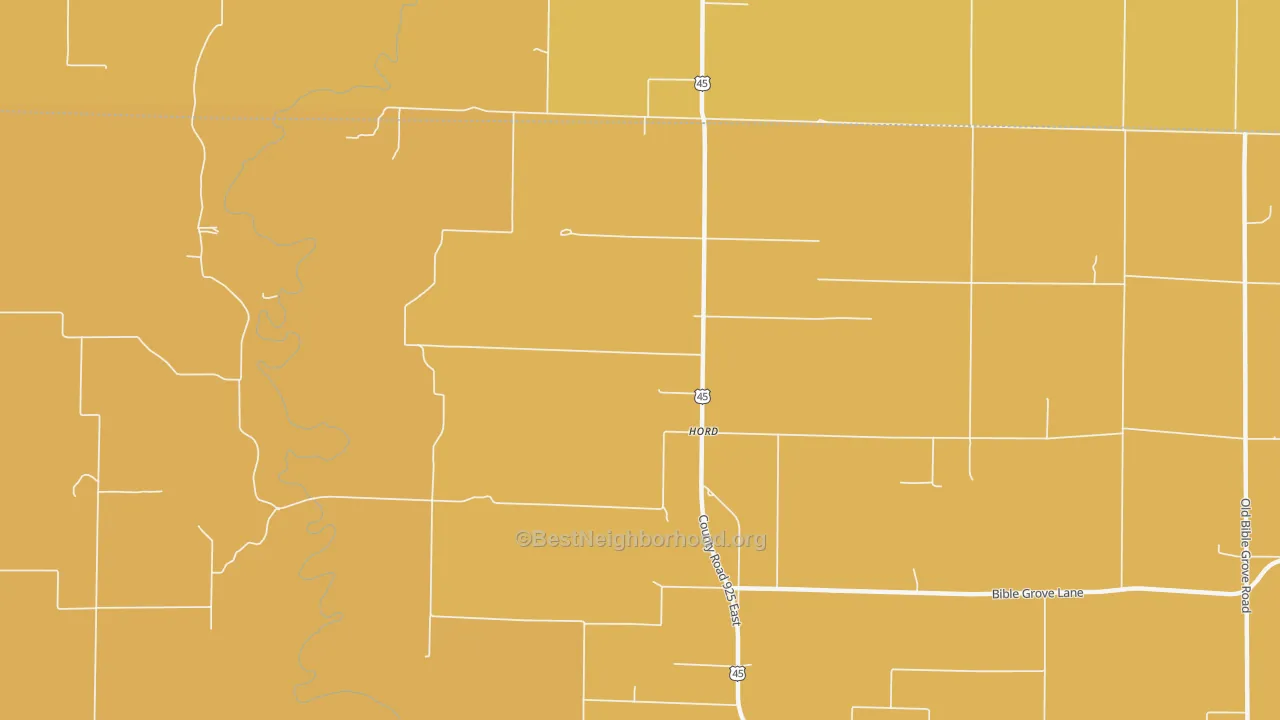 Map of the best neighborhoods in the Hord area, with better matches in green and worse matches in red