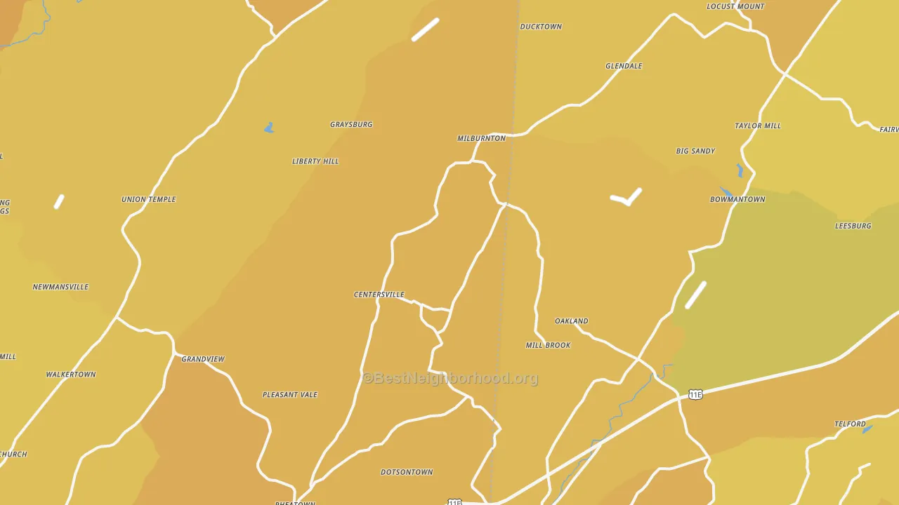 Map of the best neighborhoods in the Horse Creek area, with better matches in green and worse matches in red